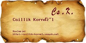 Csillik Kornél névjegykártya