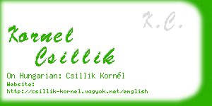 kornel csillik business card
